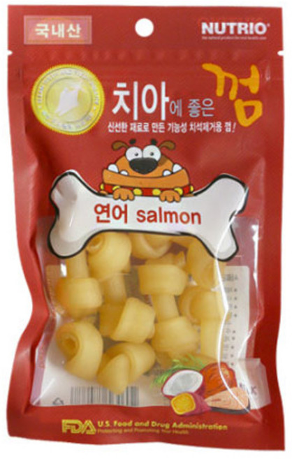 뉴트리오 치아에 좋은 덴탈껌, 연어, 80g, 12개