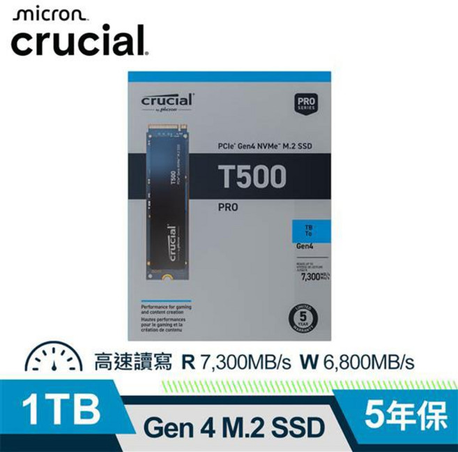 Crucial T500 PRO Gen 4 M.2 SSD 1TB, T500 1TB, 1GB