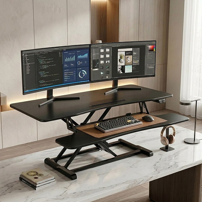 이지마운트 전동 모션 스탠드 스탠딩 데스크 책상 높이조절 듀얼 모니터 105cm 국내 최대 사이즈 EZ WSD-EV1050D, WSD-EV1050D/화이트