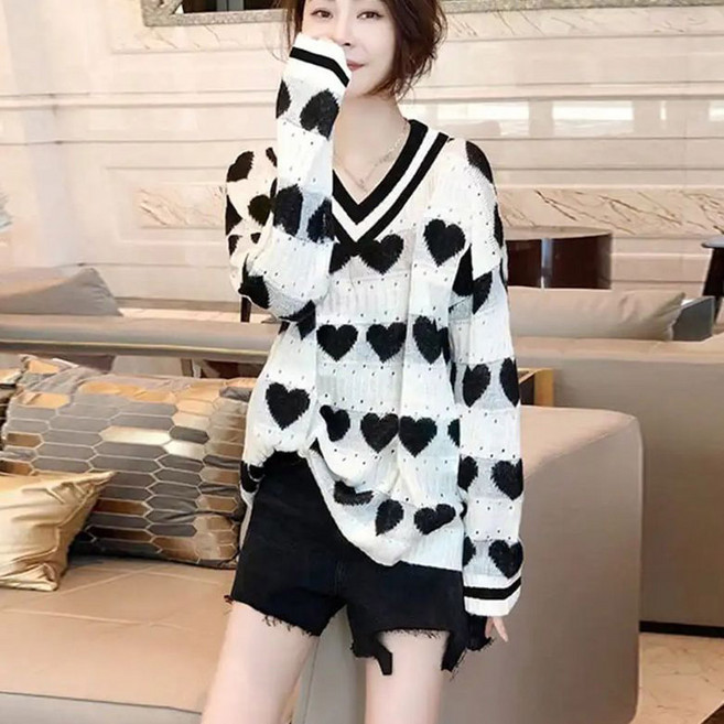 페이준 여성 봄가을 150KG 빅사이즈 얇은 긴팔 루즈핏 톱 펀칭 가디건 IE6127