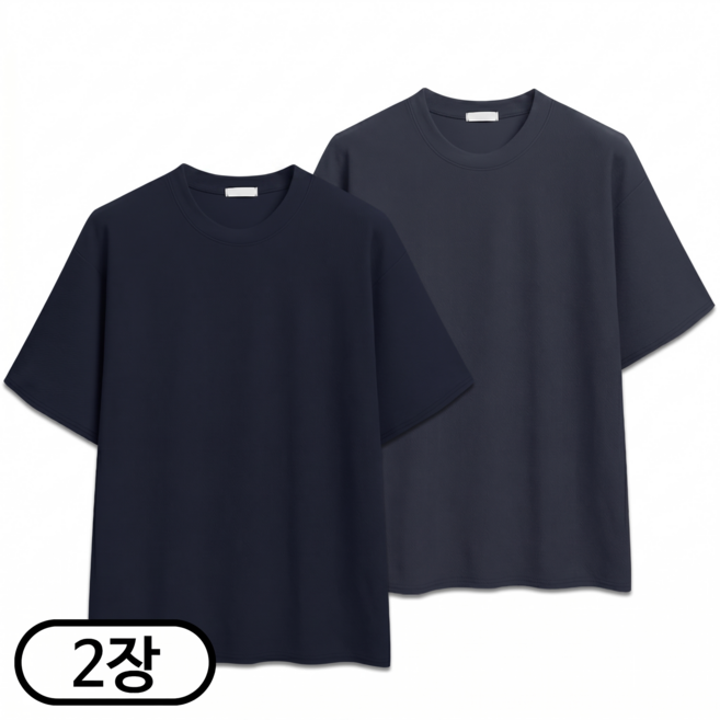 2장 세트 남녀공용 링클프리 무지 오버핏 반팔 티셔츠 (SCC5595PT)