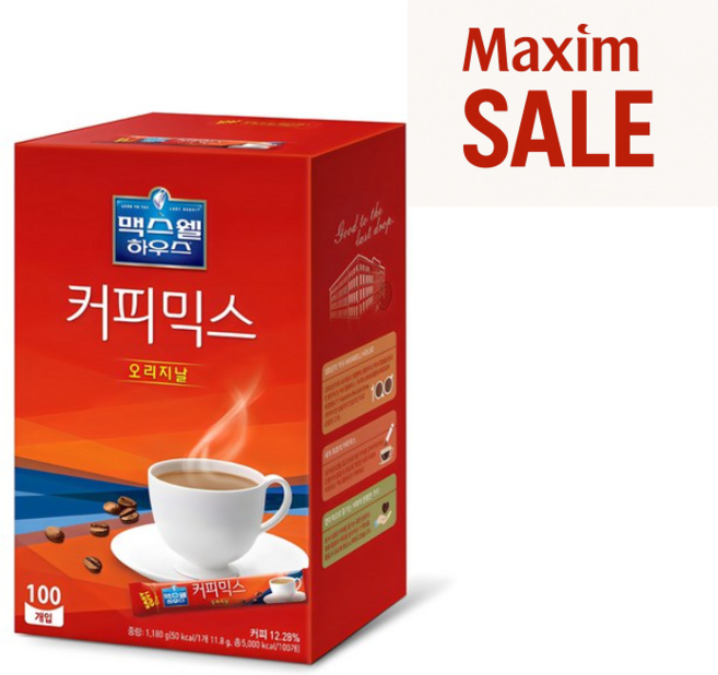 동서식품 맥스웰하우스 오리지날 커피믹스, 11.8g, 1개입, 100개