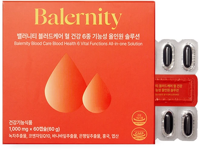 밸러니티 블러드케어 혈 건강 6종 기능성 올인원 솔루션, 1개, 60정 - 쿠팡