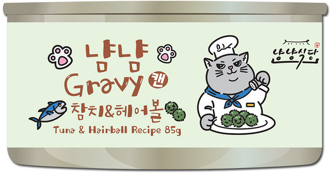 냥냥식당 냠냠 그레이비캔 고양이간식, 1개, 85g, 참치&헤어볼