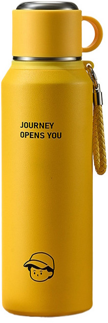 保溫瓶 隨身攜帶設計, 黃色, 1個, 1000ml
