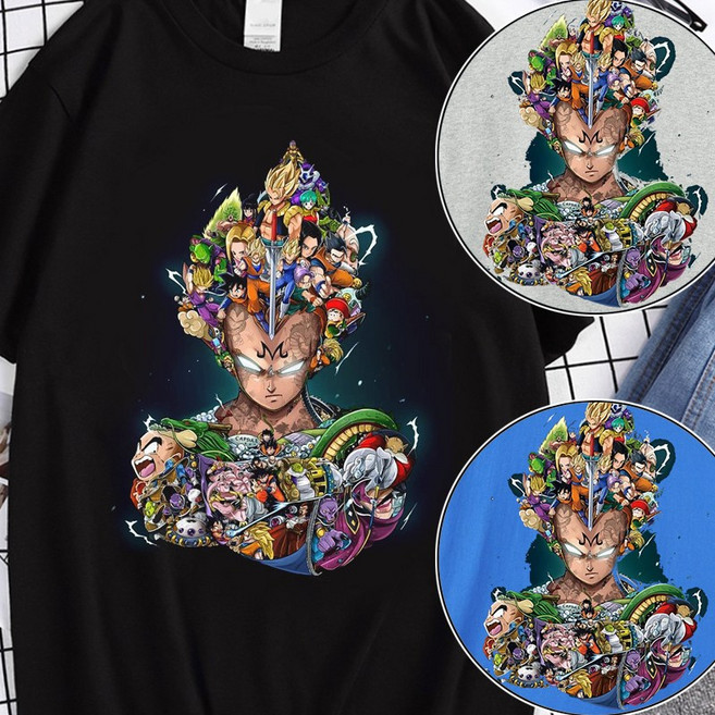 드래곤볼 마인 베지터 코믹스 반팔티 100-110 레트로 캐릭터 옷 손오공 올스타 티셔츠