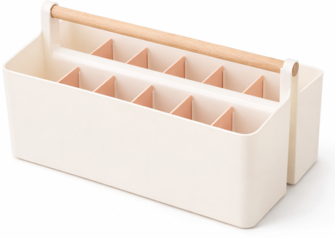 대용량 연필 색연필 꽂이 우드 손잡이 문구 수납함, 12구, 핑크