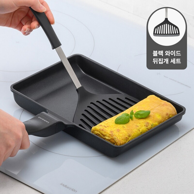 락앤락 와이드 계란말이팬 IH인덕션 25 + 와이드 뒤집개 세트, 1세트, 25cm와이드후라이팬