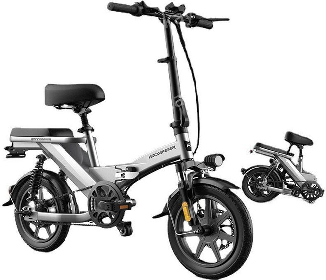 EASTFUND 접이식 전기자전거 300km 주행 전동자전거 대용량 배달용, 실버, 카본