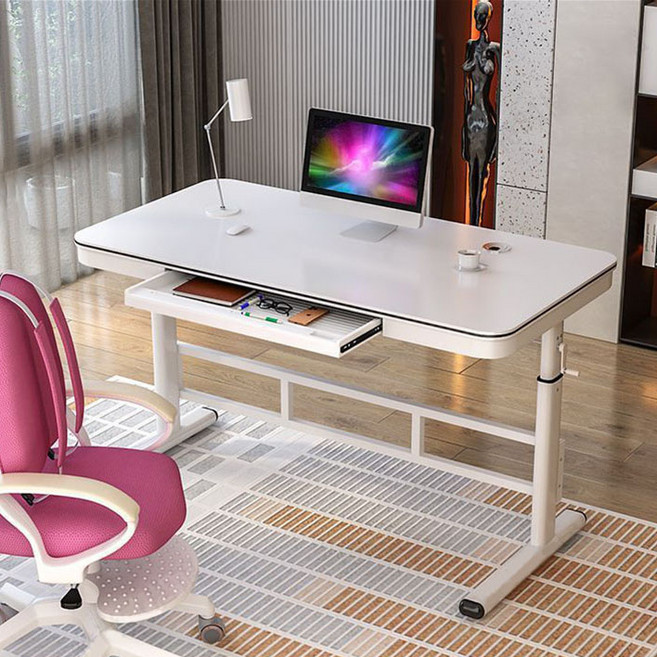 높이조절 가능 사무실 공부용 다용도 컴퓨터 책상 작업 테이블, A+서랍