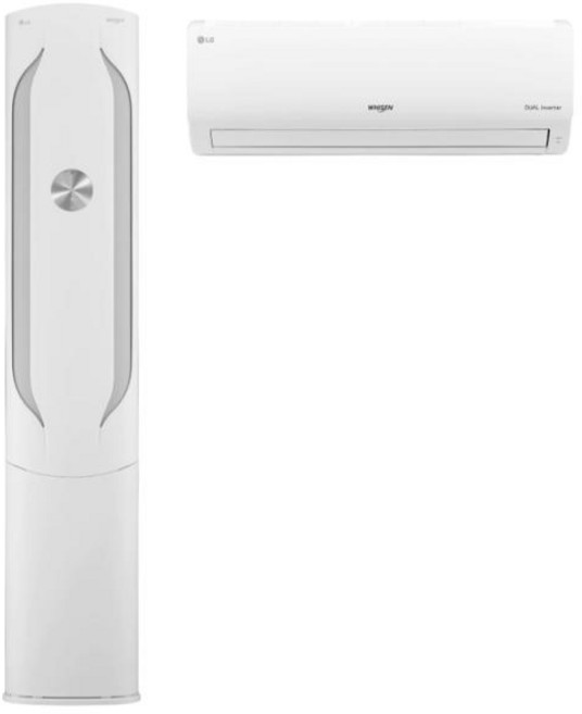 LG전자 휘센 스탠드 인버터 에어컨 투인원에어컨 17평+6평 FQ17HDKHC2 실외기 포함, FQ17HCKWC2