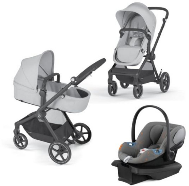 사이벡스 EOS 5-in-1 여행 시스템 유모차 + 경량 Aton G 유아용 카시트 씨셸 베이지, Travel System, Lava Grey (Black Frame), 1