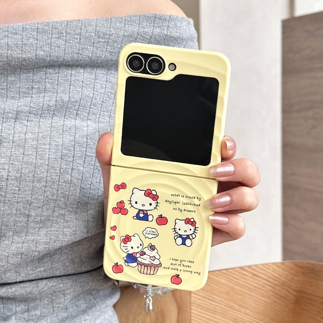 아펙시움 휴대폰케이스 갤럭시 z플립7 z플립5 z플립6 맥세이프 낙상 방지 핸드폰케이스 고양이 사과