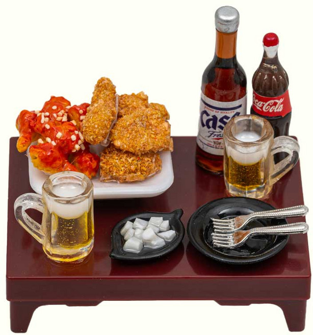 납골당꾸미기 미니어쳐 장식 소품 봉안당 치킨맥주세트상, 칼라색