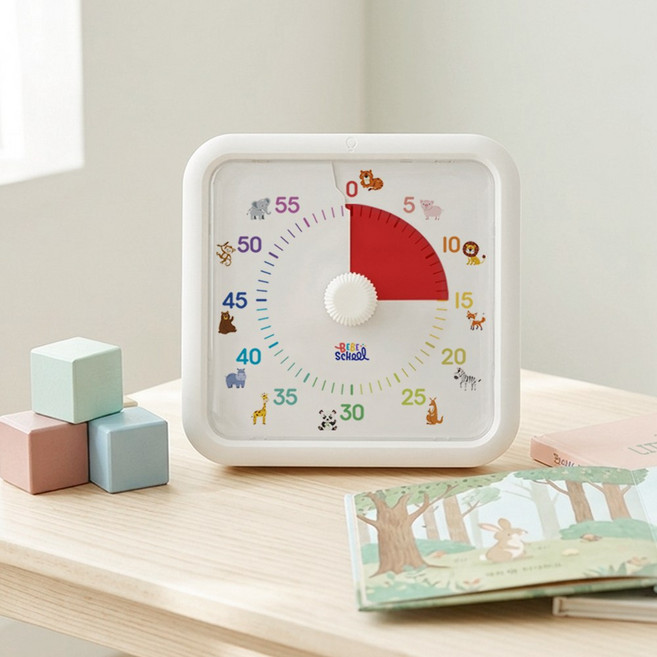 베베스쿨 무소음 동물 타이머 유아 어린이 습관형성 시간교육 학습 타이머 뽀모도로, 1개