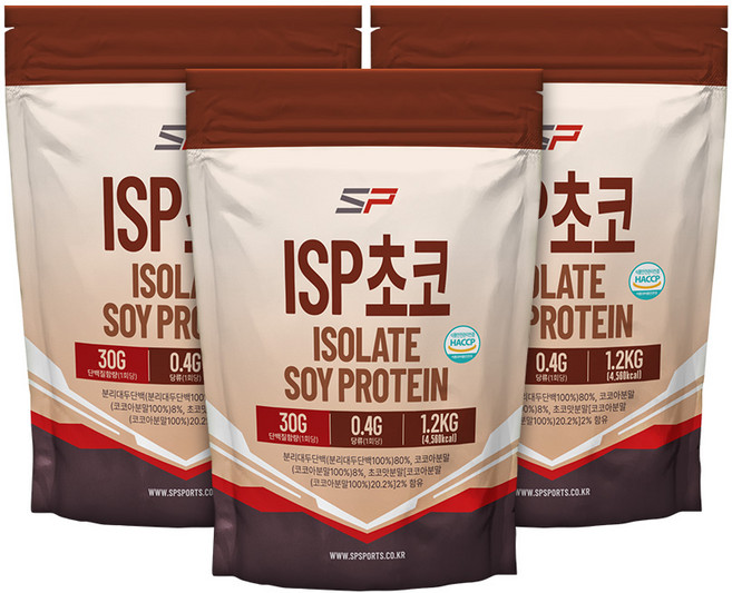 5위 - SP스포츠 ISP 분리대두단백질 초코맛, 1.2kg, 3개