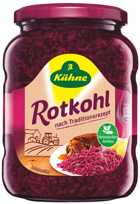 퀴네 Kuhne 적양배추 사우어 크라우트 650g (병), 1개