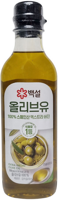 백설압착올리브유 500ML씨제이제일제당(주), 500ml, 1개