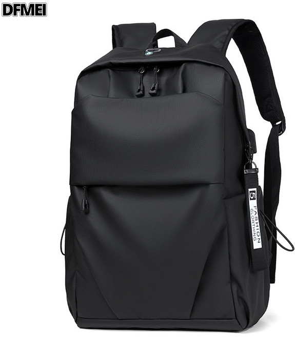 DFMEI 揹包雙肩包手提電腦包休閒大容量旅行包大學生書包男包, 黑色
