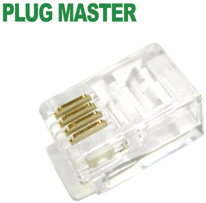 4P4C RJ-10 플러그(100개) P4-001(100개입) 플러그마스터, 1개