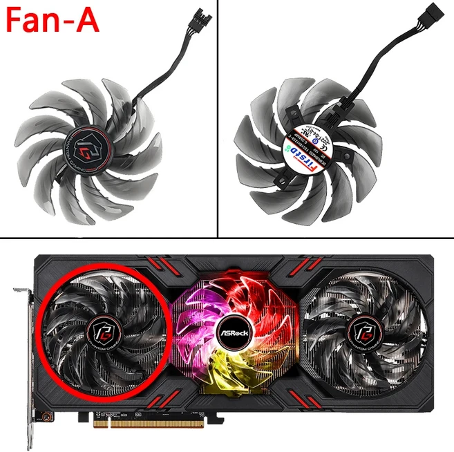 Asrock AMD Radeon RX 6600XT 팬텀 게임용 그래픽 비디오 카드 냉각 새 87MM 쿨러 교체, 02 Fan - A