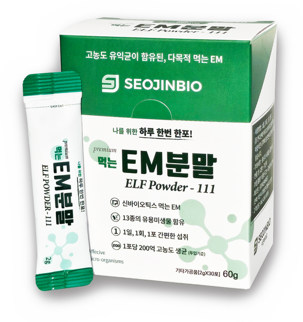 서진바이오 스틱형 고농도 먹는이엠 식용이엠 분말 (2g 스틱 개별포장 공장직판), 1개, 60g