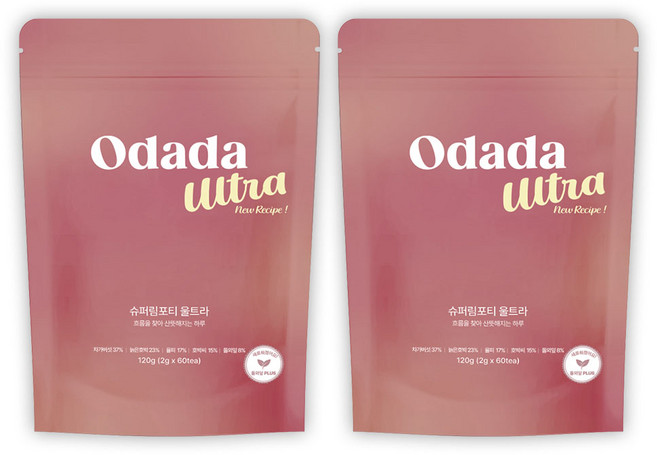 [공식몰] 오다다 NEW 슈퍼림포티 울트라 버전 돌외잎 차가버섯 늙은호박 호박씨 카페인없는 순환차, 2개, 60개입, 120g