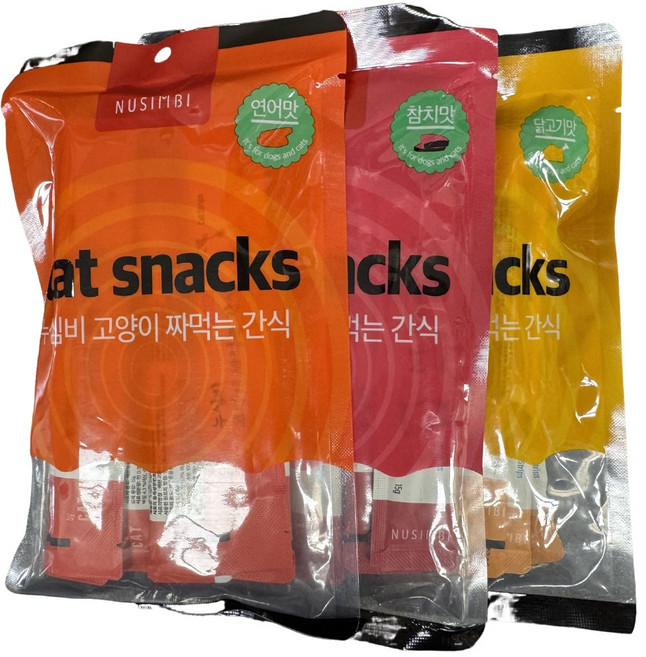 누심비 고양이 짜먹는 간식 길고양이 대용량 15g 3가지맛 90개, 참치맛, 닭고기맛, 연어맛