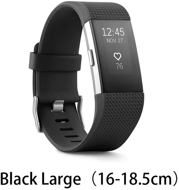 Fitbit Charge 2 스마트 손목 밴드 심박수 모니터링 운동 보수계 피트니스 통화 알림 GPS IOS Android, 07 Black Large