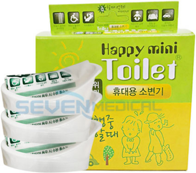 해피미니토일렛 휴대용 소변기 3ea x 2박스 (성인 남 녀 및 어린이 공용), 혼합색상