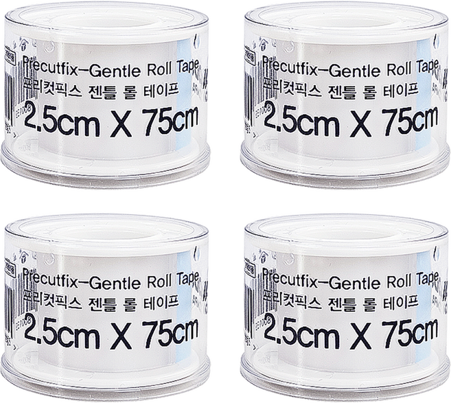 프리컷픽스 젠틀 롤 2.5cm x 75cm 실리콘반창고 테이프1매입 srto 실리콘테이프 방수 롤형, 4개, 1개입