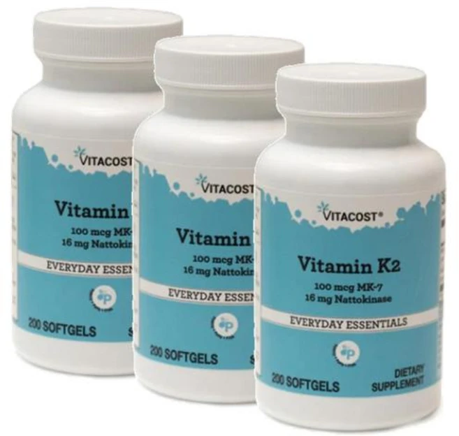 비타코스트 비타민 K2 100mcg MK-7 16mg 나토키나제 소프트젤 Vitacost Vitamin K2 MK-7 Nattokinase, 3개, 200정 - 쿠팡