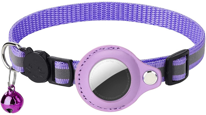 키밍 고양이 강아지 GPS 위치추적기 커버 목걸이 분실방지, 퍼플, 1개
