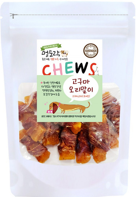 멍도락 고구마말이 오리 치킨 국내산 강아지수제간식, 90g, 1개, 고구마 오리말이