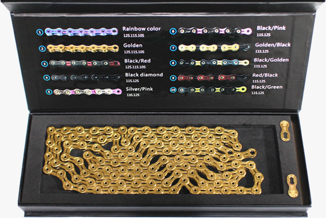 SUMC SX12SL 12단 로드 MTB 산악 자전거 체인(시마노 스램 호환), 슈퍼라이트 체인, 골드, 1개