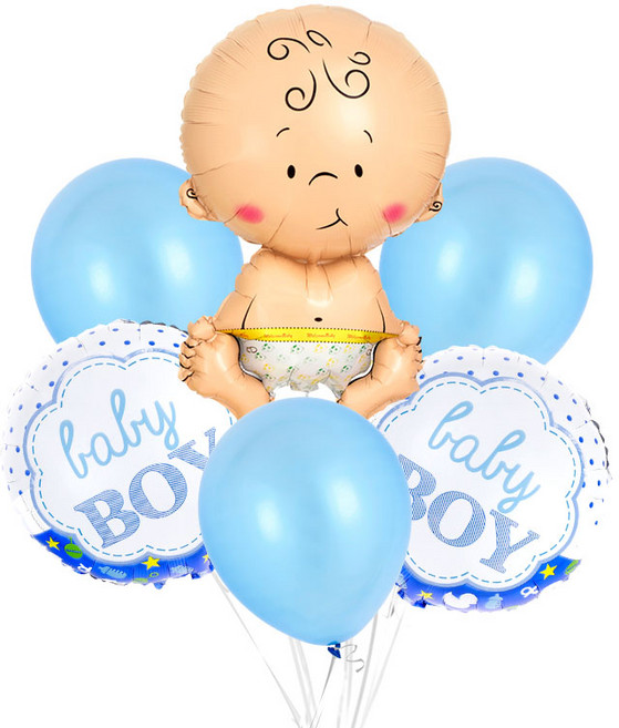 파티팡 은박풍선 고무풍선 생일파티 장식 풍선부케세트, 1개, 생일 웰컴베이비 보이세트