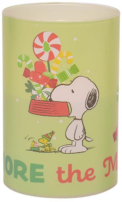 Mark Feldstein 피너츠 스누피 앤 갱 더 메리 불꽃 없는 LED 유리 홀리데이 기둥 캔들 10.2 x 15.2cm(4 6인치)_140138, Mark Feldstein 피너츠 스누피 앤 갱 더 메