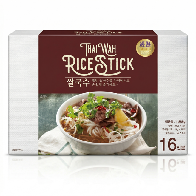 THAI WAH RICE STICK 타이와 라이스 스틱 쌀국수 대용량, 1.888kg, 1개