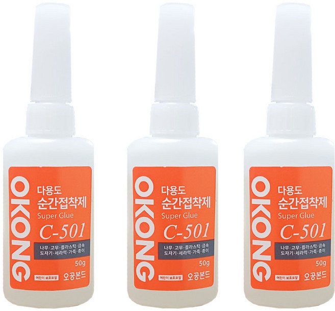 오공 다용도 순간접착제 50g, 3개
