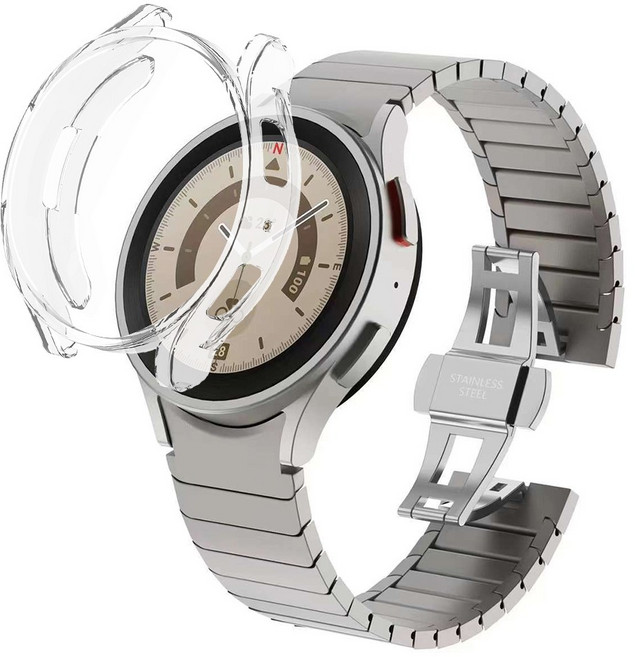 아이메이드잇 갤럭시워치 호환 일체형 링크 브레이슬릿 + 범퍼 케이스 세트 구성, 그레이 티타늄