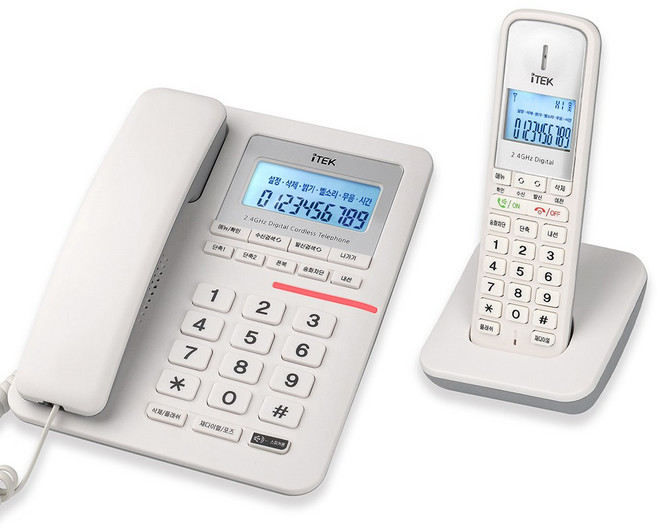 화이트 (기본구성 유선1+무선1) IK-3030 유무선전화기, 화이트 (기본구성 유선1+무선) IK-3030