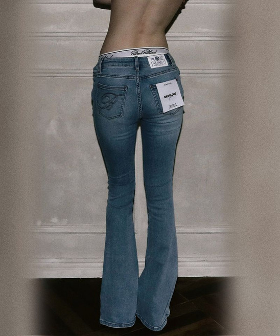(국내배송정품) BADBLOOD 0119 로우라이즈 붓컷 진 - 라이트블루 w-jeans24-010 111566