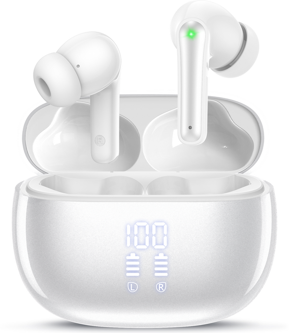 KONLI 노이즈 캔슬링 커널형 무선 블루투스 이어폰 방수, 화이트, T12