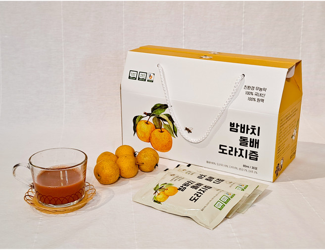 돌배도라지즙 80ml 밤바치농장 돌배즙 홍천산 5종 약재로 만든 원액 100%, 30개