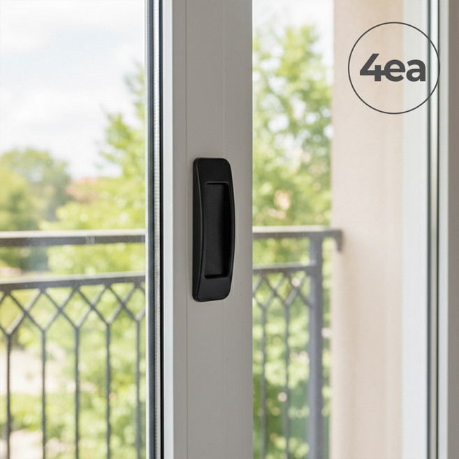 에버리즈 부착형 슬라이드그립 창문 미닫이문 손잡이 4P, 4개, 블랙(B)