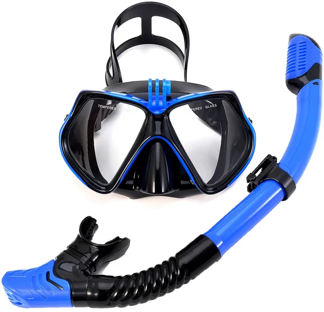 U.S. Divers Lux 마스크 핀 스노클 GoPro 레디 세트 아쿠아 GoPro 카메라 마운트 포함 스몰/미디엄(남성 4-8.5 여성 5-9.5)... SR239O, 01 BlackBlue