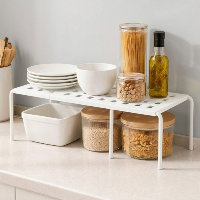 바나르코 길이조절 싱크대 주방 선반, 1개, 화이트