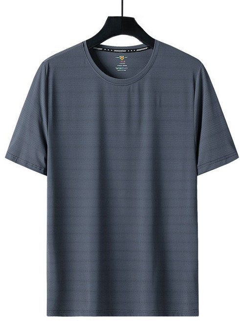 남성 봄 여름 아이스 실크 반팔 티셔츠 쿨링 효과 통기성 속건성 대형 사이즈