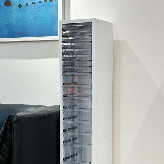 슬림 이동식 철제 캐비넷 다층 서랍장, 화이트(13단)