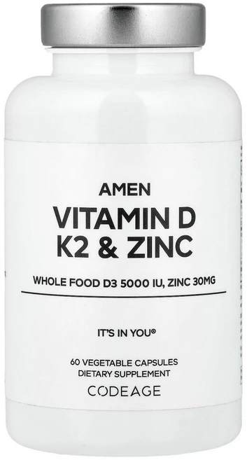코드에이지 Amen 비타민D K2 및 아연 베지 캡슐 60정, 1개 - 쿠팡